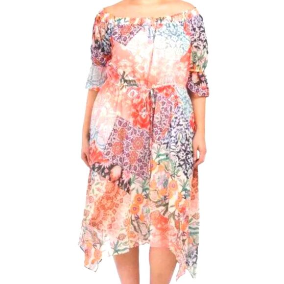 City Chic Adisa  Off the Shoulder Shark bite hem Plus Size Dress 20 - Picture 1 of 2